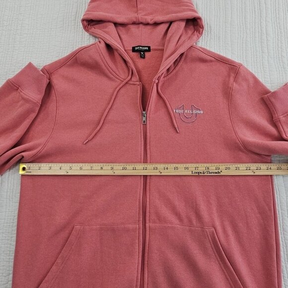 True Religion Full Zip Hoodie NWT Men's XL Red Overlap Logo NEW Kangaroo Pocket - Picture 6 of 12